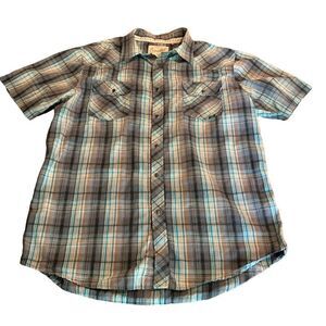 Coastal Retro Plaid Western Short Sleeve Men’s Shirt XL